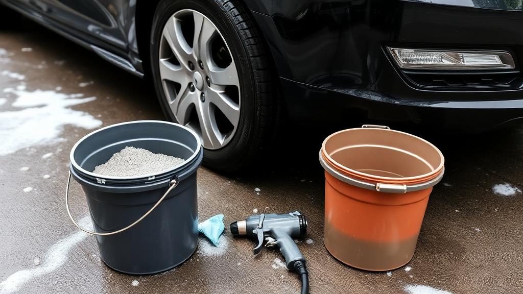 Installation de la méthode des 2 seaux pour un lavage auto sans rayures