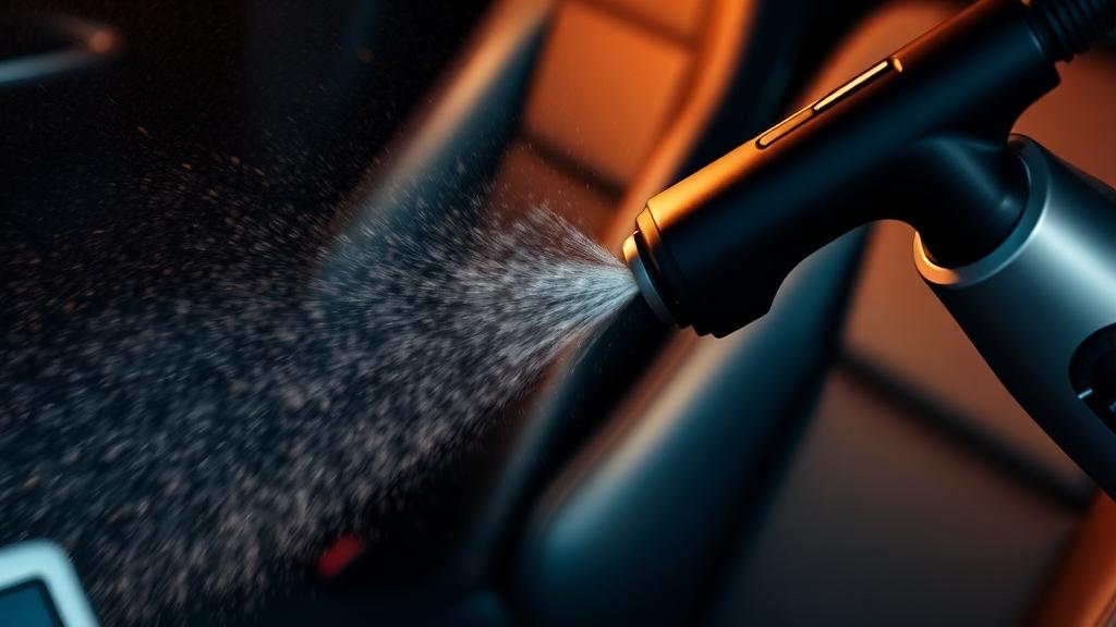Nettoyage vapeur d'un siège de voiture en cuir