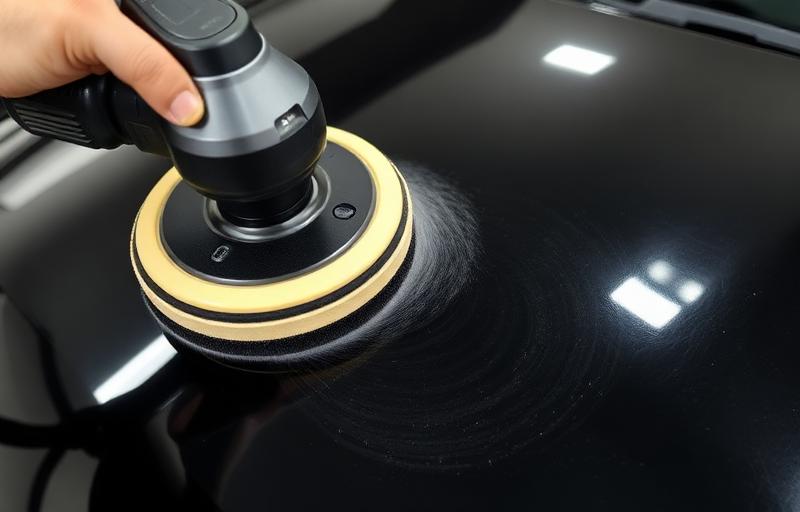 Polisseuse orbitale dual action corrigeant les micro-rayures sur peinture noire